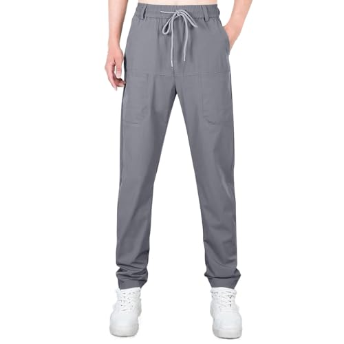 lcyhony Mens Cargo Pants Relaxed fit Stretchy Casual Hiking Pants Plus Size Elastic Waist Drawstring Multi-Pocket Work Pants
