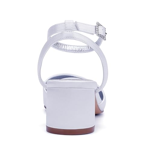 Women's Chunky Block Heels for Women Closed Toe Wedding Shoes for Bride Dressy Pumps Shoes3