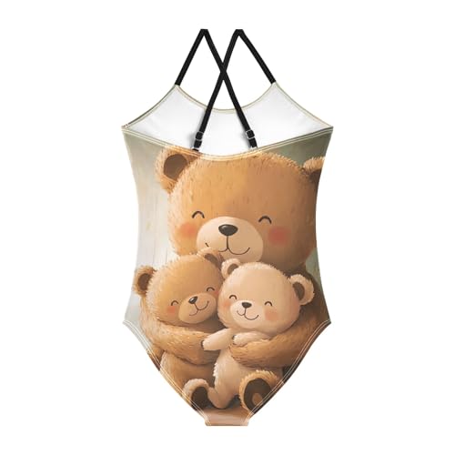 CHIFIGNO Cute Bears Toddler Swimsuit Girl Quick Dry Crossback Swimsuits for Girls One Piece 3T2