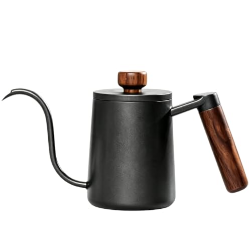 SOVIFKI コーヒーケトル 目盛り ドリップポット 胡桃木柄 580ML コーヒーポット ステンレス ブラック