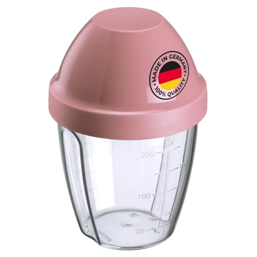 Westmark recipiente/shaker con disco mezclador extraíble, capacidad: 0,25 l, altura: 12,8 cm, plástico, sin BPA, Mix-Ei, color: transparente/rosa, 3089227P