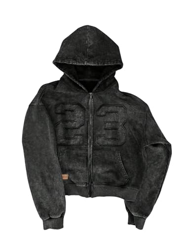 SOLY HUX Men's Graphic Zip Up Hoodie Sweatshirt Number Print Long Sleeve Hooded Jacket Casual Streetwear