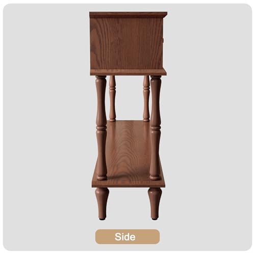 ARTPOWER Console Table with Drawers for Entryway, Mid-Century Entryway Table with Storage, Brown Narrow Entryway Table with Open Shelf Behind Sofa for Living Room, Foyer, Hallway