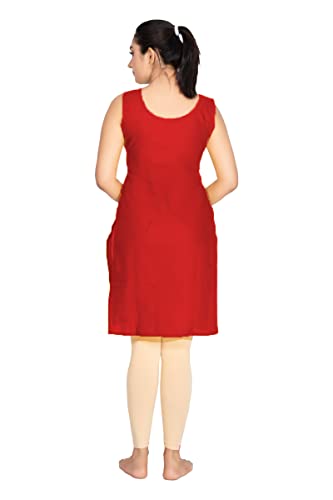 Image of Women's Cotton Long Camisole for Kurti /Suit Slip /Long Inner /Samij for Women Sameej /Knee Length Inner Wear /Sameez /Kurti Slip /Round Neck /Invisible