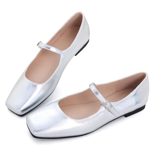 Image of LUXINYU Women's Slip on Flats,Classy Round Toe Solid Classic Mary Jane Ballet Dance Shoes Soft Comfortable PU Flat Shoes