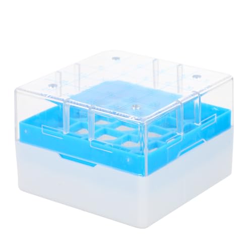 SHINYPASING Caja de Almacenamiento de 25 Rejillas de PC Identificación de Muestras y Ventilación para Almacenamiento en Congeladores Mecánicos para Tubos Crioviales y Nitrógeno Líquido
