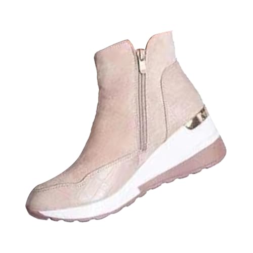 Genérico Botas Hielo y Nieve Mujer Botines Mujer Negro New Women's Sports Leisure Single Shoes Low Heel Set Foot Deep Mouth Large Size Women's Shoes Botas Con Pelo Por dentro Botas Para (Beige, 40)