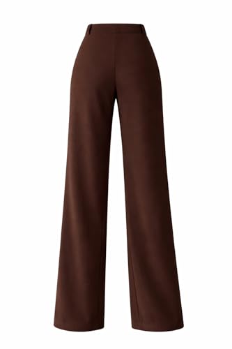 Image of KERI PERRY Trousers for Woman Pants Women's Formal Office Korean | Beige Black Track Pant | Straight | Cotton Spandex Stretchable Trouser | High-Waisted Bottom Wear