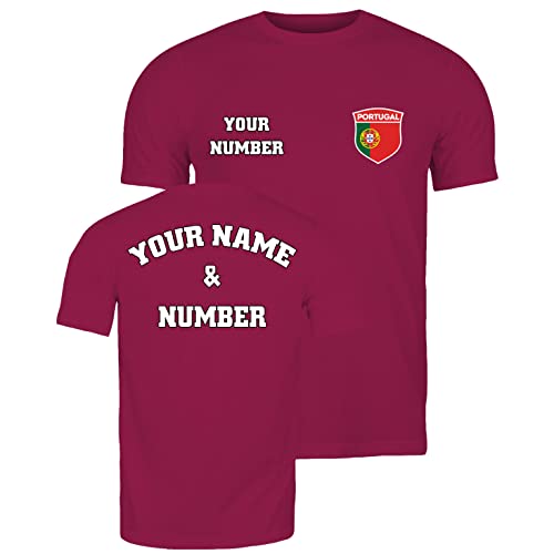lepni.me T-Shirt Personnalisé Football Portugal pour Homme | Nom et Numéro | Drapeau Portugais, Insigne | Championnat d'europe de Football 2024 (S Bourgogne...