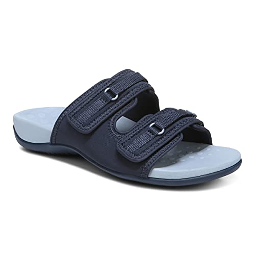Vionic Women s Rest Sarah Slide Sandals-Supportive Ladies Sandals That Include Three-Zone Comfort with Orthotic Insole Arch Support, Sandals for Women, Slides, Flats Navy 8.5 Medium US