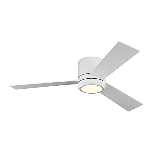 Monte Carlo 3CLMR56RZWD-V1 Clarity Max 56' Outdoor Hugger Fan with LED Light and Wall Control, 3 Blades, Matte White