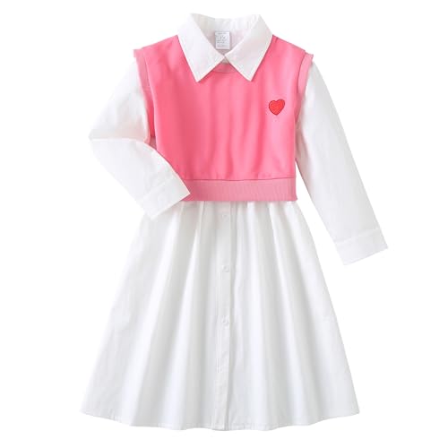 J·E Sterguard Little Girls Clothes Size 6T Kids Girl Cotton Long Sleeve Dresses 2 Piece Outfits for Kids Girls' Fashion Shirt Set 0026WP2