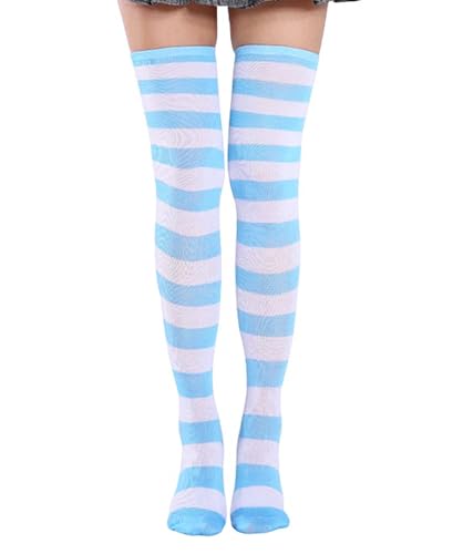 Image of Womens Thigh High Socks Athletic Stripe Cute Colorful Over the Knee High Sock Colorful Long Tube Sock