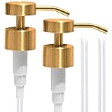 Soap Dispenser Pump | Stainless Steel Replacement | Durable, Rustproof | for Glass & Plastic Bottles (2 x Brushed Gold Pumps)