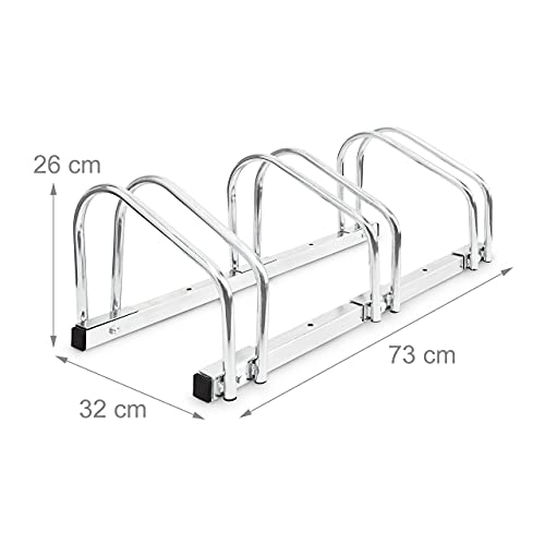 Râtelier pour 3 vélos argent Relaxdays support vélo garage et extérieur