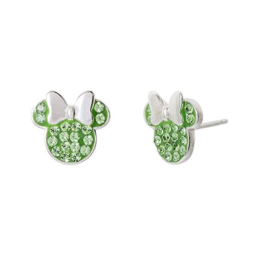Disney Minnie Mouse Jewelry, Sterling Silver Pave Birthstone Crystal Stud Earrings4
