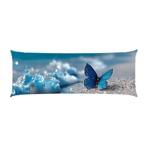 Almohada Corporal Larga Mariposa de Playa Cojin Embarazo 60x180cm – Almohada Larga para Dormir de Lado Cojín para Descanso Maternidad y Lactancia Embarazadas, Funda de Terciopelo b-282