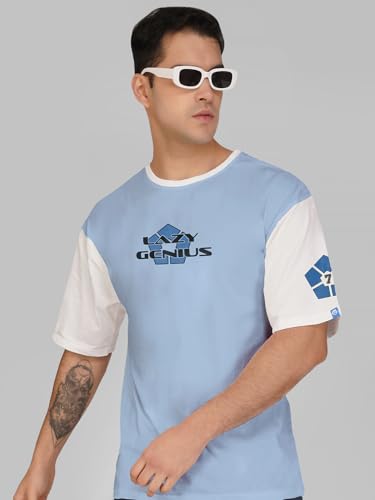 Image of crazymonk Men's Cotton Printed Nagi Blue Lock Oversized Sky Blue T-Shirt