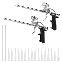 2 Stück PU Schaumpistole Bauschaumpistole, Profi Metall Bauschaum Pistole, Dosierpistole zum Abdichten, Füllen, mit 4 langen Düsen und 40 kurzen Düsen