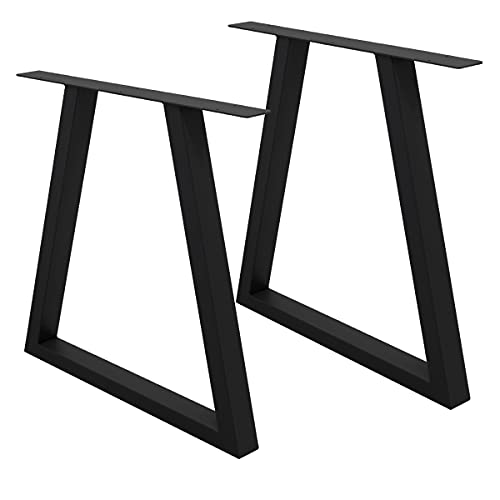 ECD Germany Set 2 Pieds de Table - 60 x 72 cm - Trapèze - Noir - en Acier Revêtu de Poudre - Pied...