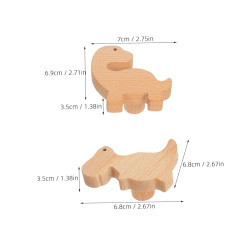 Boutons de commode dinosaure bois Vaguelly avec vis et adhésifs - 3