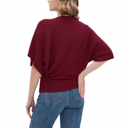 Image of EDSTAR Women Dolman Batwing Sleeves Knitted Sweaters Winter Boat Neck Pullovers Tops