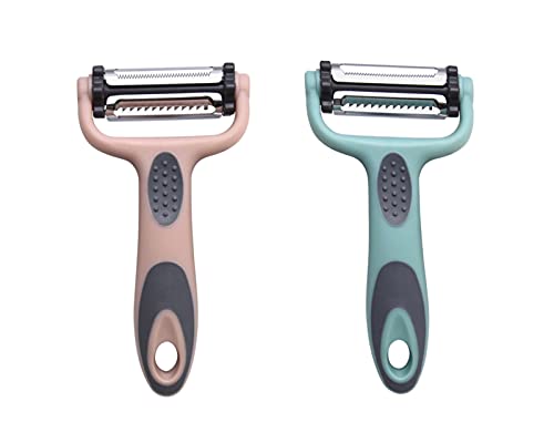 3 In 1 Multifunctional Peeler, Carrot Cutter Shredder Cucumber Potato Peeler Vegetable And Fruit Stainless Steel Peeler Kitchen Multi-function Tool 2 Pieces