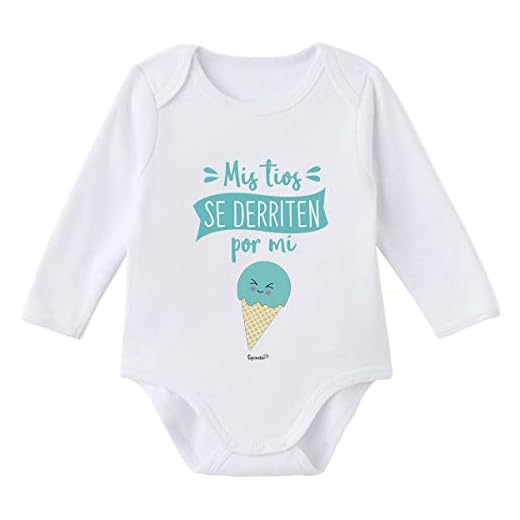 SUPERMOLON Body bebé Manga Larga Mis tíos se derriten por mi Blanco algodón para bebé 0-3 Meses