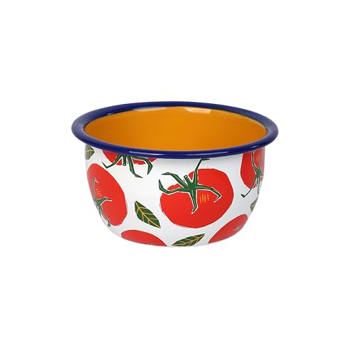 Talking Tables Bol en Émail Bon Appétit 12cm Design Tomates Durable Idéal Snacks Soupe Fruits Céréales Compatible Lave-Vaisselle, Red