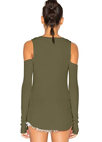 Image of Mippo Cold Shoulder Tops for Women Long Sleeve Workout Tops