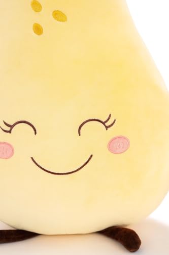 Image of Fun4you Pear Soft Toy Plush Cute Smiling Fruit Plush Toy, Super Soft & Huggable Stuffed Fruit Pillow for Kids, Baby, Nursery Decor & Gift (Yellow, 35 cm)