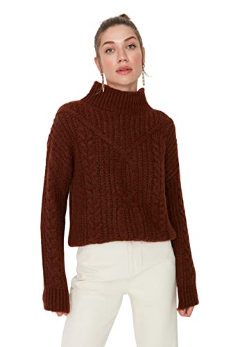 Trendyol Women's Cable Knit Mock Neck Jumper Sweater - Image 4