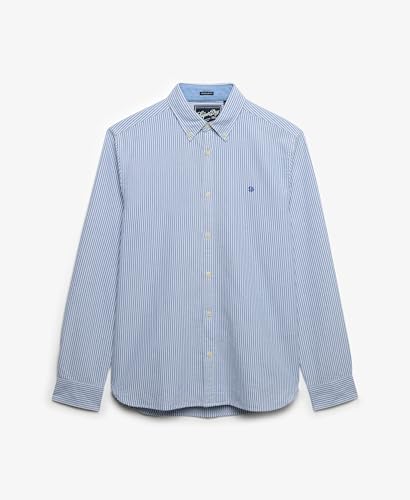 Superdry Preppy Oxford L/S Shirt M4011100A Azure Blue Chalk Stripe XL