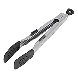 Omabeta Lebensmittelzange aus Edelstahl, Rutschfeste Kochzange für Küche, Backen, Grillen, Grillen, Restaurant, Küchenutensilien, Lang, 27,9 Cm, für Zuhause, Grillgeschäft (Schwarz)