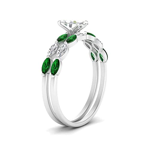 Image of 55Carat Choose Your Gemstone Single Prong Marquise Diamond CZ Ring and Band Sterling Silver Marquise Shape Wedding Ring Sets Matching Jewelry Wedding Jewelry Easy to Wear Gifts US Size 4 to 12