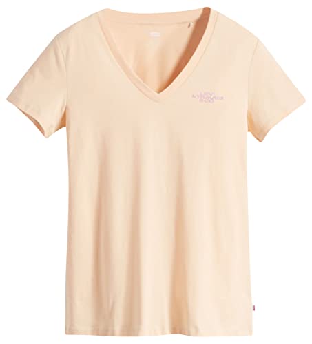 Levi's Graphic Perfect V-Neck, Camiseta, Mujer, Boxy Sans Logo Almond Cream, XXS