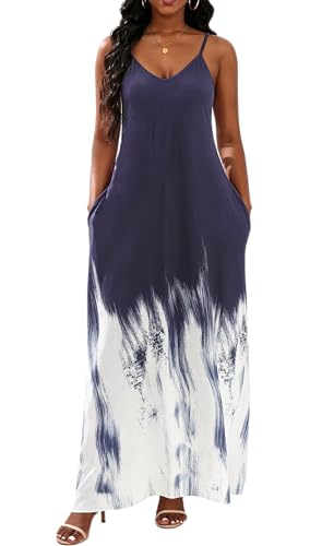 Image of vunahzma Womens Casual Fashion Sleeveless Plus Size Loose Long Sexy Maxi Dress with Pockets