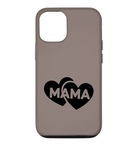 Taupe - Mama Script Hearts ���킢�� �~�j�}���X�g �^�C�|�O���t�B �X�}�z�P�[�X iPhone 12/12 Pro �p