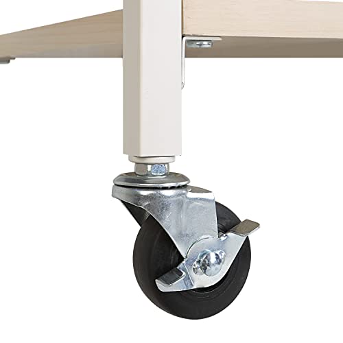 Amazon Basics 3-Tier Kitchen Microwave Utility Cart With Wheels, 6 Hooks - White/Beige #TOP3