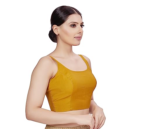 Image of Studio Shringaar Women's Polyester Sleeveless Satin Padded Saree Blouse