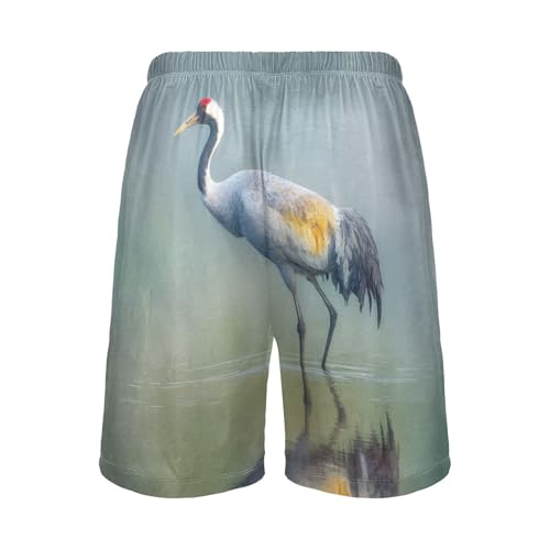 Animal Flamingo Bird Blue Mens Pajama Shorts PJ Sleep Lounge Shorts Sleepwear with Pockets Men, S3