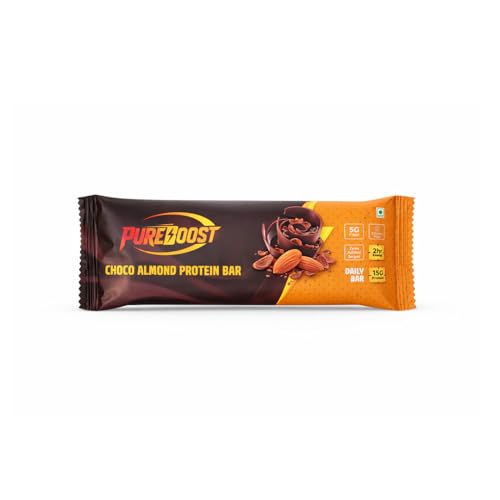 Image of Choco Almond Protein Bar - 15g Protein, Zero Added Sugar, High Fiber Snack Bar with Almonds & Chocolate | Gluten Free Energy Bar for Gym, Fitness & Healthy