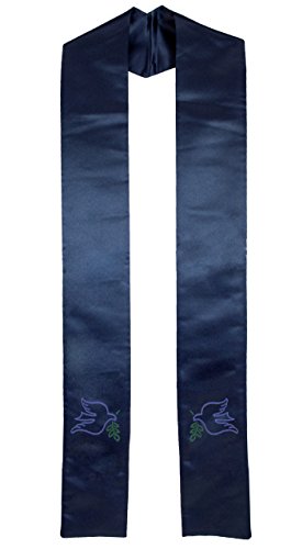 Deluxe Satin Clergy Stole with Embroidered Dove with Olive Branch