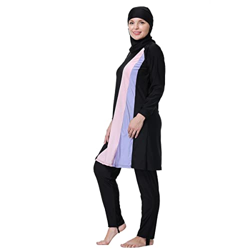 Plus Size Muslim Swimsuits for Women Modest Islamic Swimwear Burkini Full Cover Hijab Top Pants 3PCS Fat Bathing Suits2