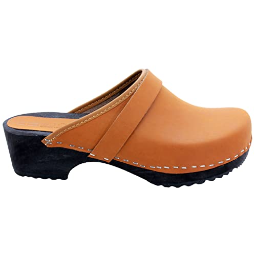 Image of Bjork Maja Wood Open Back Leather Clogs