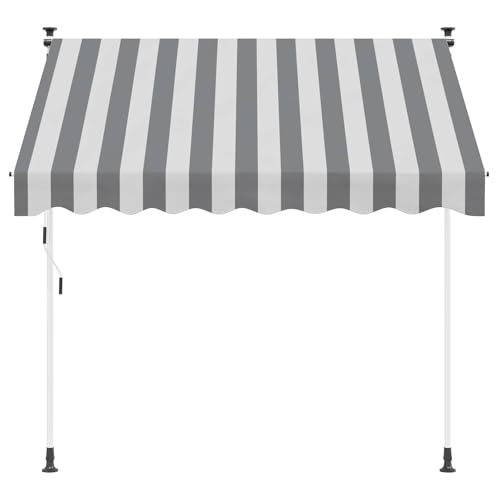 Toile d'ombrage réglable 200 cm et store banne de balcon anthracite blanc - 3