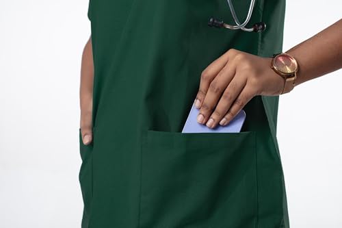 Image of Uniform Craft Women's 4 Pocket Scrub Suit Set | Medical Uniform | Cross V-Neck Poly Cotton | Short Sleeve Hospital Wear | Ideal for Doctors & Nurses (Forest Green, S)