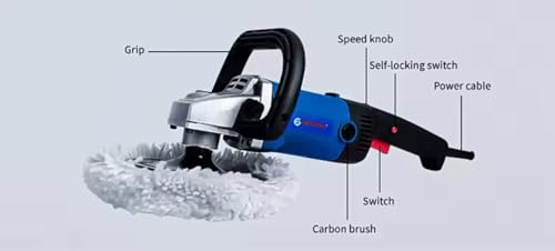 Image of 180MM Heavy Duty Electric Car Polisher Machine, Rotary Buffer Polisher Waxer, 1200W,220 /230V, 6 Variable Speed Control 0-2300r /min