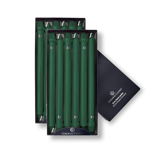 Image of Colonial Candle Unscented Taper Candle, Classic Collection, Evergreen, 12 in, Pack of 12 - Up to 10 Hours Burn