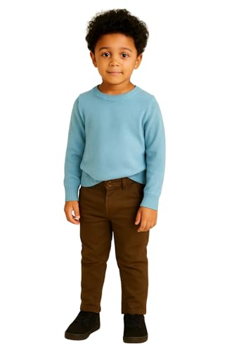 Image of Boys Cotton Stretch Casual Trouser Combo - 4 Pack (Olive, Black, Beige, Brown) | Comfortable Slim Fit Kids Pants Stylish Boys Bottoms